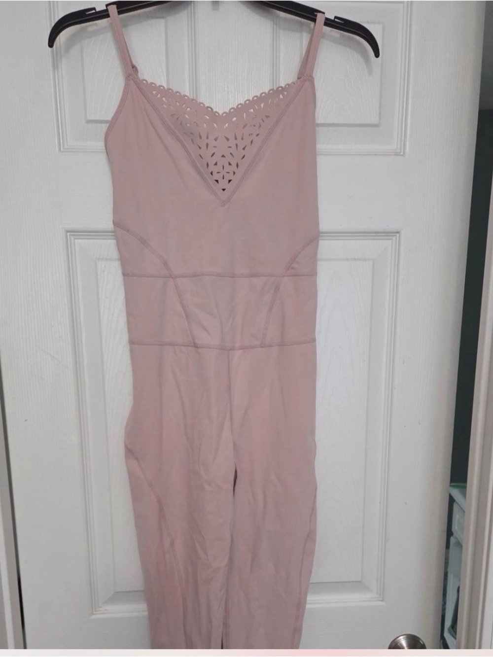 Free people Women's Pink Sleeveless Jumpsuit with Laser-Cut V-Neck
